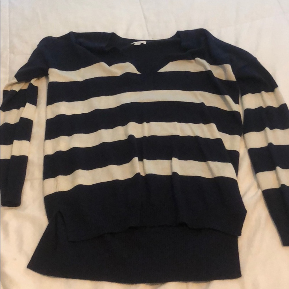 Navy and white striped long sleeve.